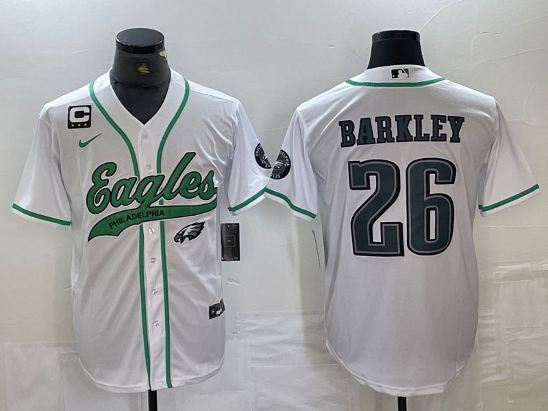 Men Philadelphia Eagles #26 Barkley White 2024 Nike Co branded NFL Jersey style 1
